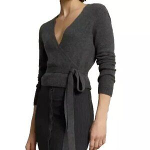 Polo Ralph Lauren Cashmere Wrap Cardigan Heather Gray Small Long Sleeve NWT